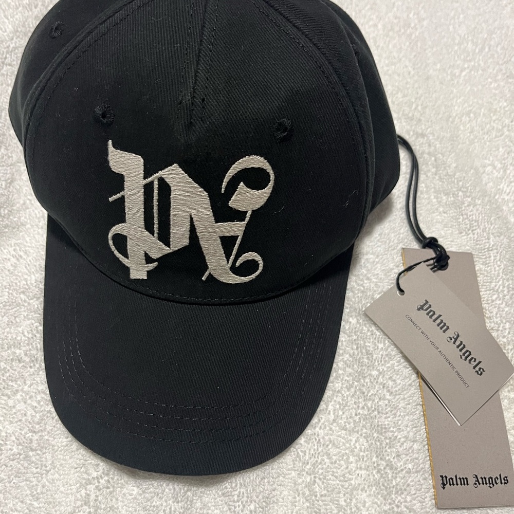 Palm Angels Black and White Logo Cap